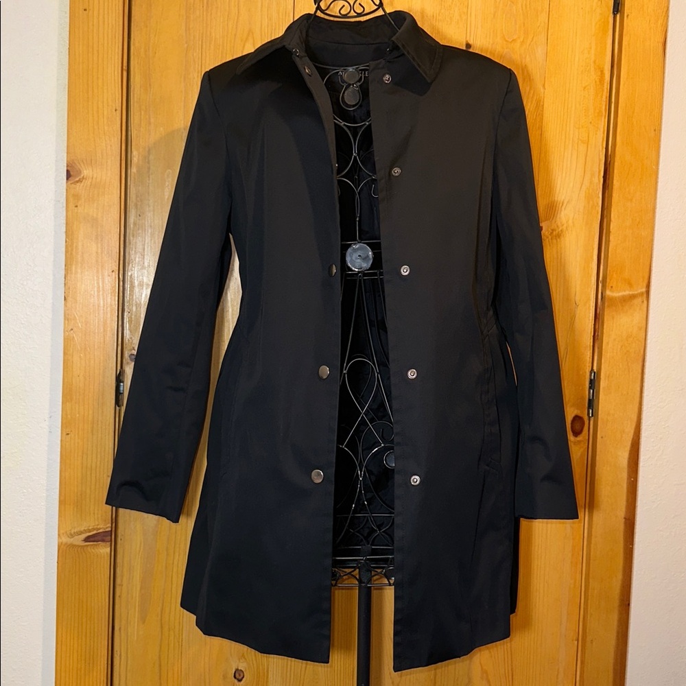 Anne Klein Black Trench Coat with Silver Buttons